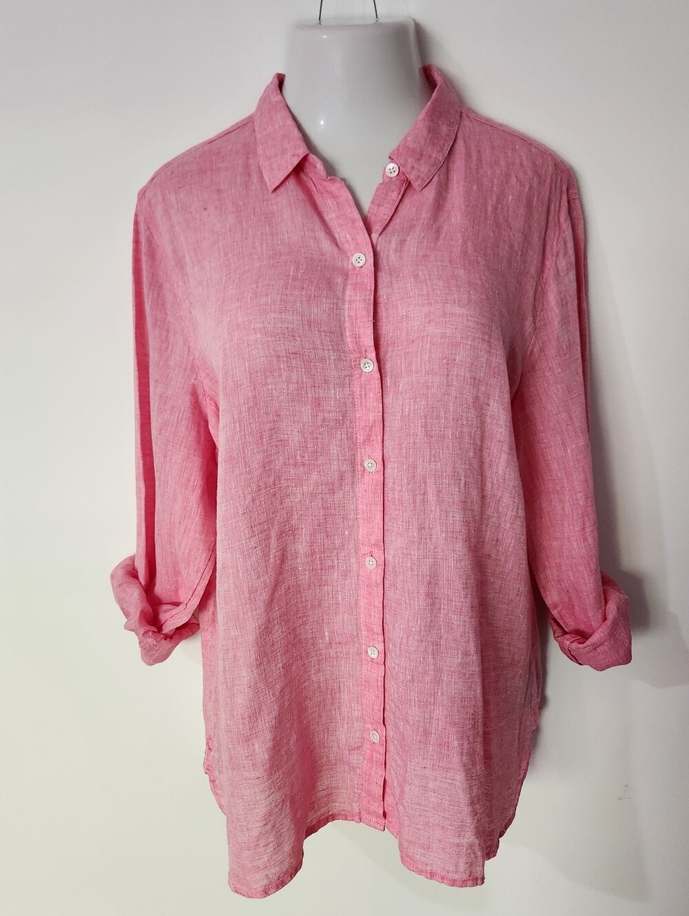 J. Jill Love Linen Pink Button Down Shirt XL